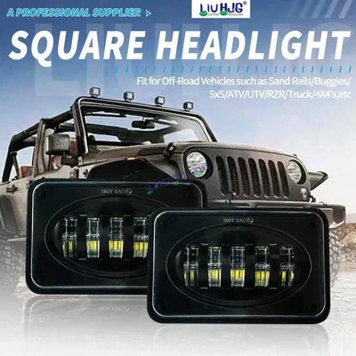 HJG Lens Headlight Assembly Square 12v 45w 4x6" 5x7" Inch Led Headlights For Jeep, Splendor Headlight Assembly HJG 231214 - Biker.Store - www.biker.store
