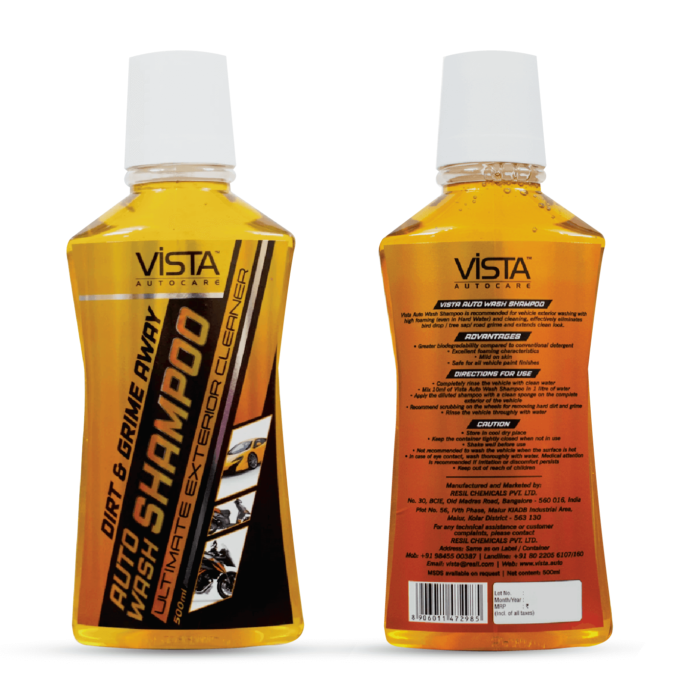 Vista Auto Wash Shampoo 500 ml - pH Balance Formula, For Car And Bike - Biker.Store - www.biker.store