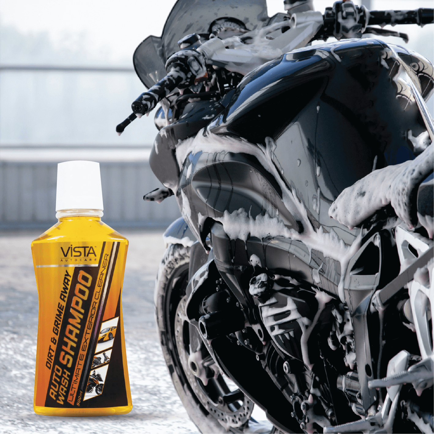 Vista Auto Wash Shampoo 500 ml - pH Balance Formula, For Car And Bike - Biker.Store - www.biker.store