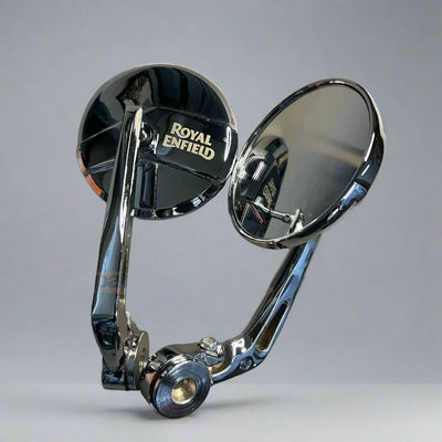 BAR END SIDE MIRRORS – CHROME SET OF -2 (ROYAL ENFIELD) COMPATIBLE FOR GT 650-INTERCEPTOR 650-HUNTER 350-SUPER METEOR 650-CLASSIC 350-REBORN-METEOR 350 - Biker.Store - www.biker.store