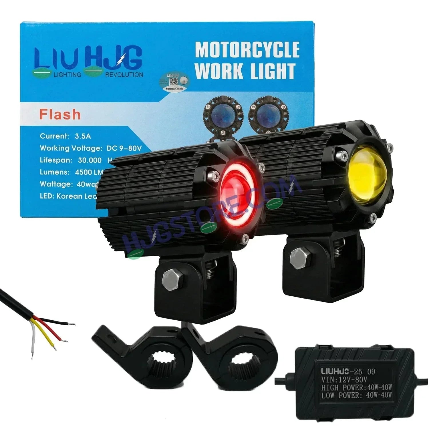 HJG CNC Mini Drive 80W Version 7 New Model Projector Foglight with Canbus Red DRL/White/Yellow Ultra Wide Dual Intensity 80W LED Fog Lights White/Yellow/White + Yellow/Red DRL Universal For All Cars & Bikes LIU HJG CNC Mini Drive 80W Version 7, Set of 2 - Biker.Store - www.biker.store