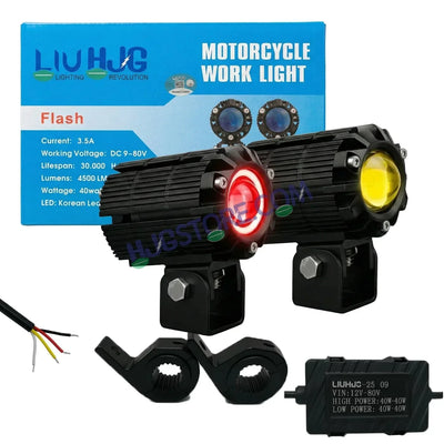 HJG CNC Mini Drive 80W Version 7 New Model Projector Foglight with Canbus Red DRL/White/Yellow Ultra Wide Dual Intensity 80W LED Fog Lights White/Yellow/White + Yellow/Red DRL Universal For All Cars & Bikes LIU HJG CNC Mini Drive 80W Version 7, Set of 2 - Biker.Store - www.biker.store
