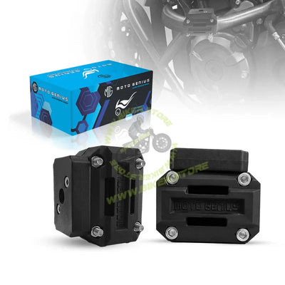 MOTO GENIUS Universal Motorcycle Crash Guard Sliders with Fog Light Clamp Mount | Engine Frame Protector | Auxiliary/Fog Light Bracket Holder | Heavy Duty Bike Safety Guard - Biker.Store - www.biker.store