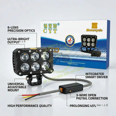 CYT 6x6 Projector Foglight 160W Dual Color (White/Yellow) - Universal Car & Bike LED Foglight - Biker.Store - www.biker.store