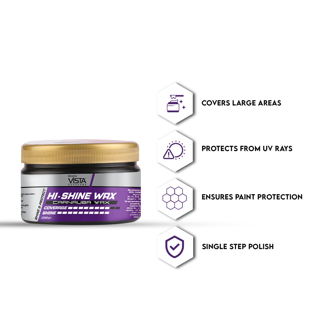 Vista Hi-Shine Wax 250 g (Carnauba Wax) Polish - Biker.Store - www.biker.store