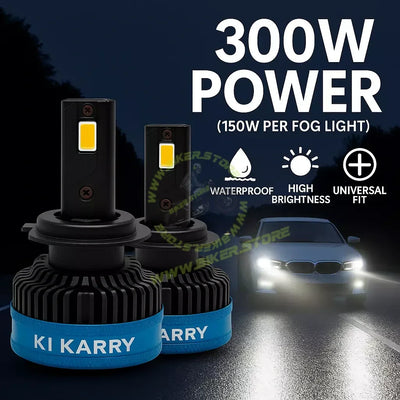 Ki Karry 300 WATTS LED Car Headlight Bulb, White Light, (Pack of 2 with 12 months Warranty) (H7 Fitting) - Biker.Store - www.biker.store
