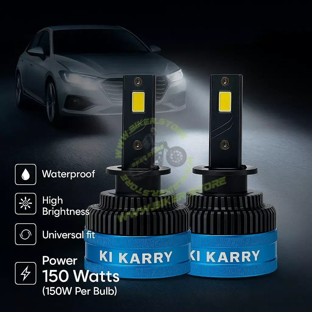 Ki Karry H1 300 WATTS LED Car Headlight Bulb, White Light, (Pack of 2 with 12 months Warranty) (H1 Fitting) - Biker.Store - www.biker.store