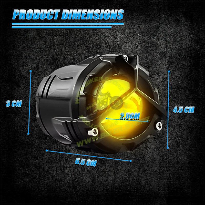 MOTO GENIUS VK350 Mini Dual Color LED Fog Light Kit with Y-Type Harness | Korean Chip 2-in-1 Spot & Flood Beam | Yellow & White Auxiliary Lights for Bike & Car (Pack of 2) - Biker.Store - www.biker.store
