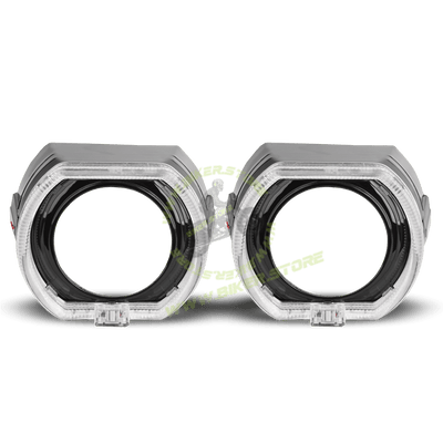 Genome 2.5″ Lazer Platinum Bi-LED Projector (With Black Bezels, White Halos) Headlight Projector - Biker.Store - www.biker.store