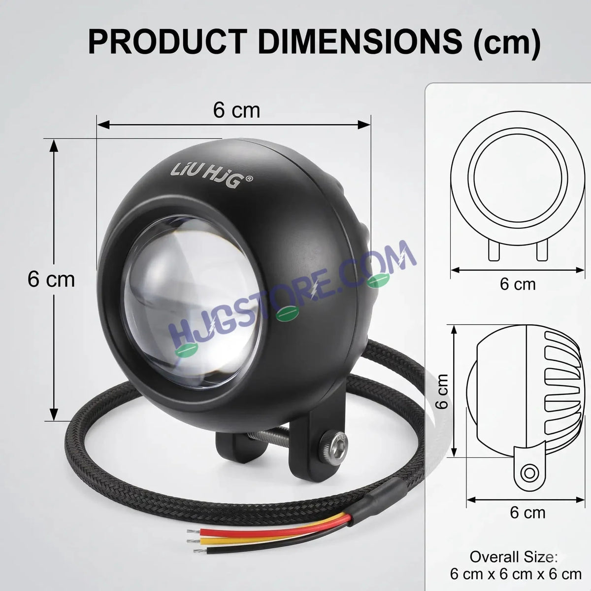 HJG Poki Foglights Mini Golf Ball Projector LED Fog Lights | 40W 12,000LM Super Bright Dual Shot | Cool White & Yellow with Red DRL & Flash Mode | Universal Fit for Bike, Motorcycle, Car, Thar & Jeep (Pack of 2) - Biker.Store - www.biker.store