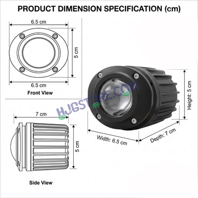 HJG Poki Foglights Mini Oval Projector LED Fog Lights | 40W 12,000LM Super Bright Dual Shot | Cool White & Yellow with Red DRL & Flash Mode | Universal Fit for Bike, Motorcycle, Car, Thar & Jeep (Pack of 2) - Biker.Store - www.biker.store