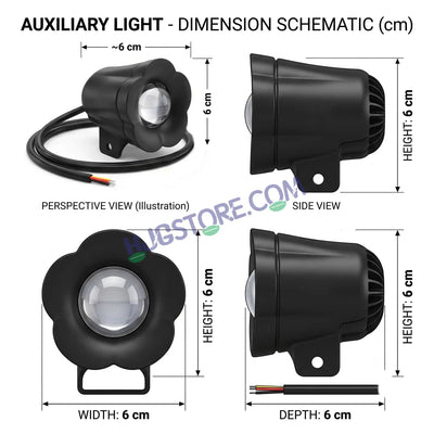 HJG Poki Foglights Mini Flower Projector LED Fog Lights | 40W 12,000LM Super Bright Dual Shot | Cool White & Yellow with Red DRL & Flash Mode | Universal Fit for Bike, Motorcycle, Car, Thar & Jeep (Pack of 2) - Biker.Store - www.biker.store