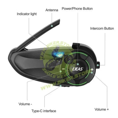 EJEAS Q8 Mesh Motorcycle Intercom – 6 Riders, Music Sharing & FM Radio - Biker.Store - www.biker.store