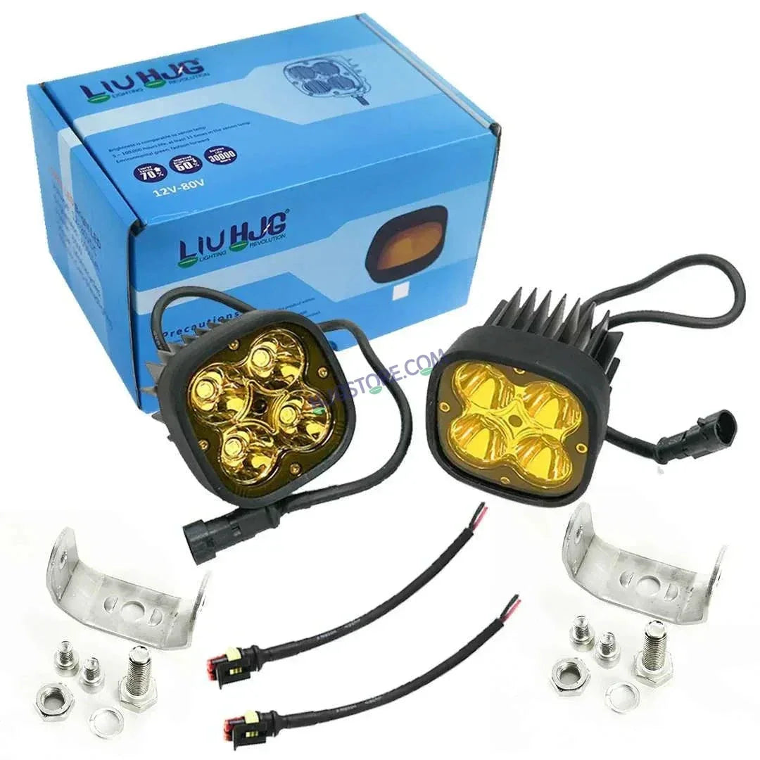 HJG 120W 4 LED CREE 60w Fog Light Auxiliary Light For All Motorcycles White With Yellow Filter Cap (Set of 2) - Biker.Store - www.biker.store