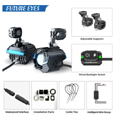 Future Eyes F30-P Auxiliary Lights - Biker.Store - www.biker.store