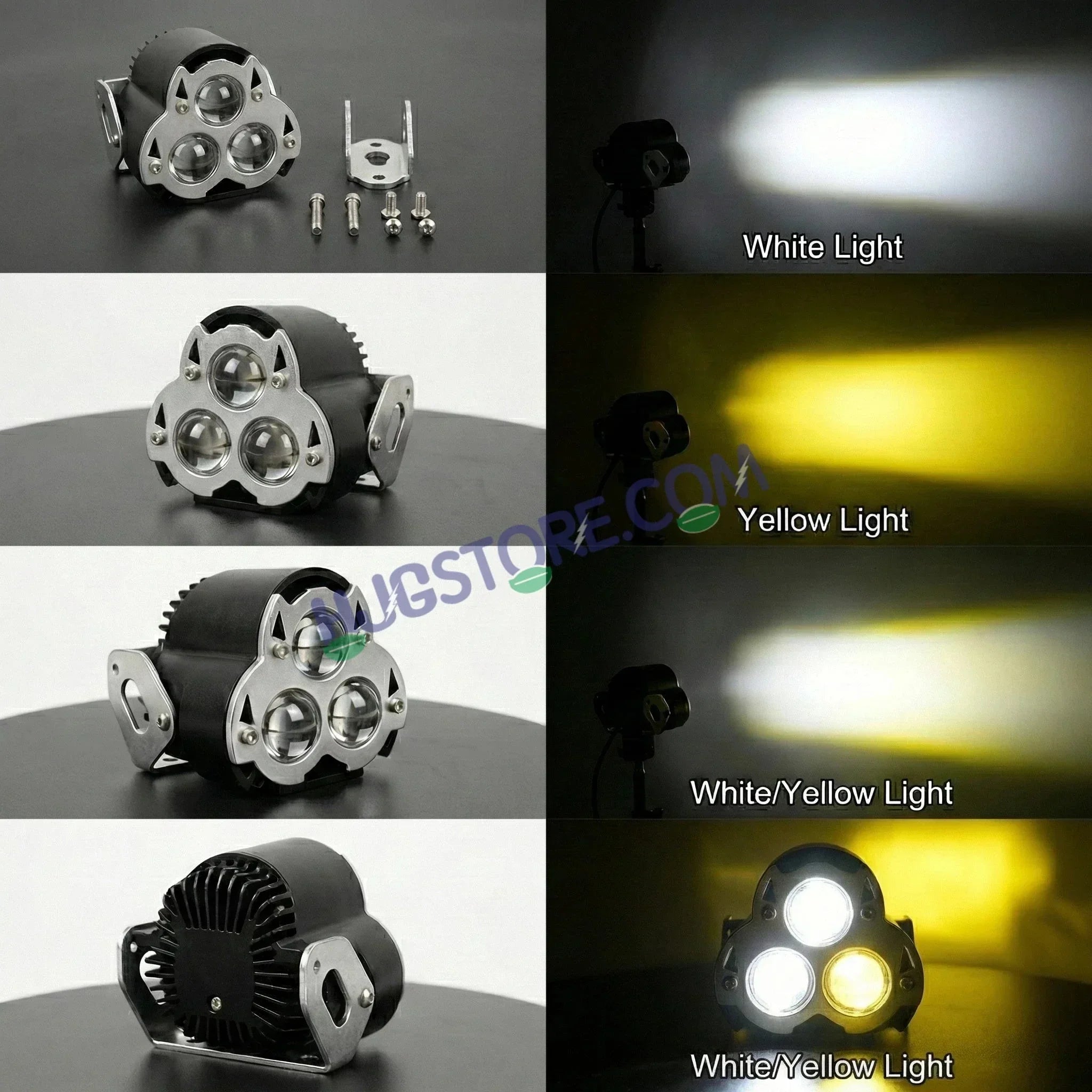 HJG G15 Dragon Triple Lens Foglight with White/Yellow/Flash Mode Projector Foglight 30W Foglight Ultra Wide Dual Intensity LED Fog Lights White/Yellow/Warm White/Flash High/Low Beam Fog Universal For All Cars & Bikes LIU HJG G15 Dragon 30W Foglight 1pc - Biker.Store - www.biker.store