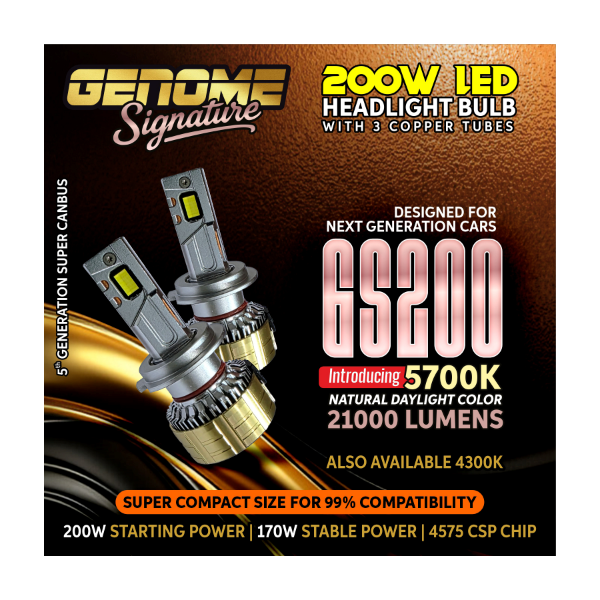Genome 200W H4/H19 LED Conversion Kits 4300K Warm White H4/H19 High-Low Beam - H4/H19 Socket, 4300K Warm White - Biker.Store - www.biker.store