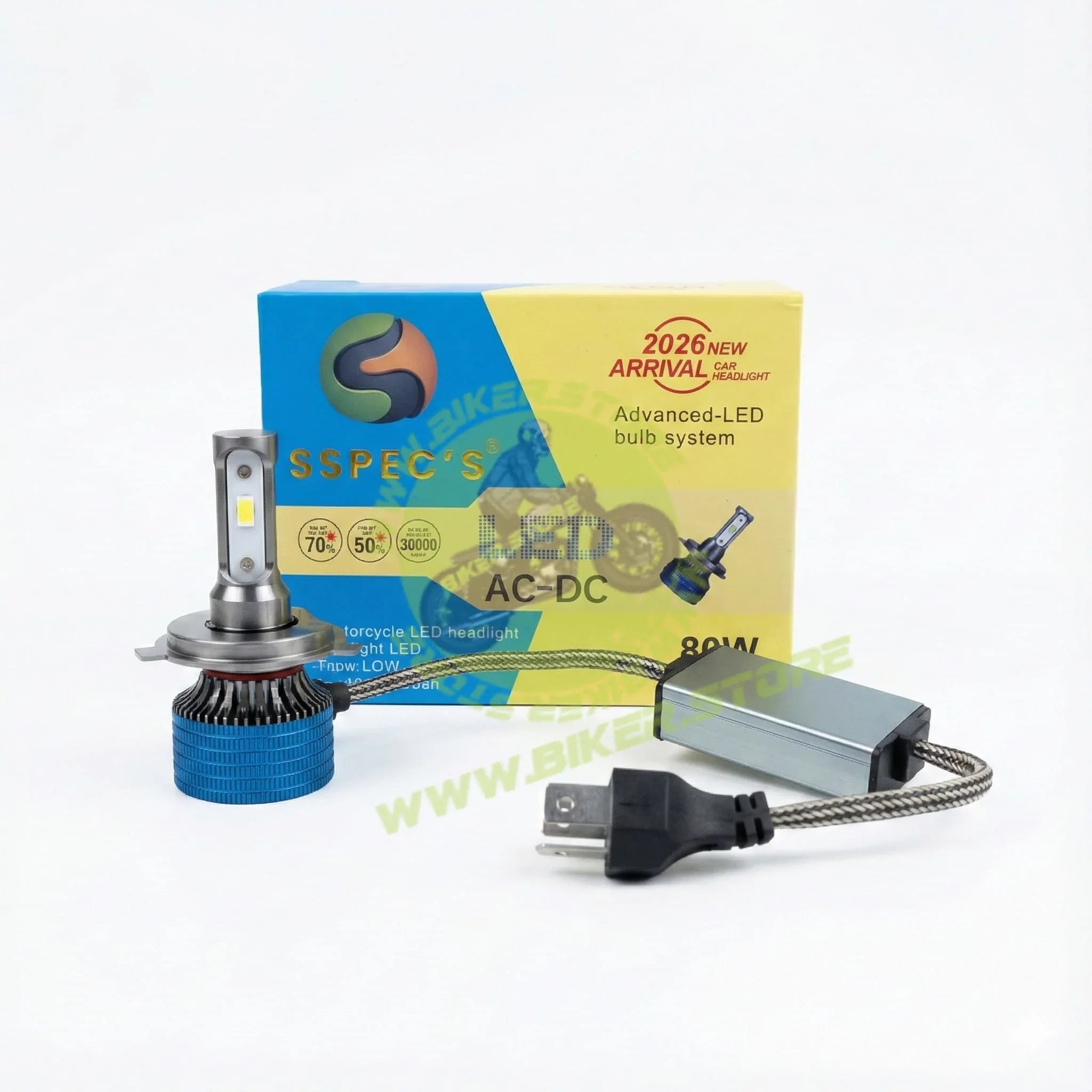 SSPEC 80W H4 LED Headlight Bulb – Universal for Car & Motorcycle - Biker.Store - www.biker.store