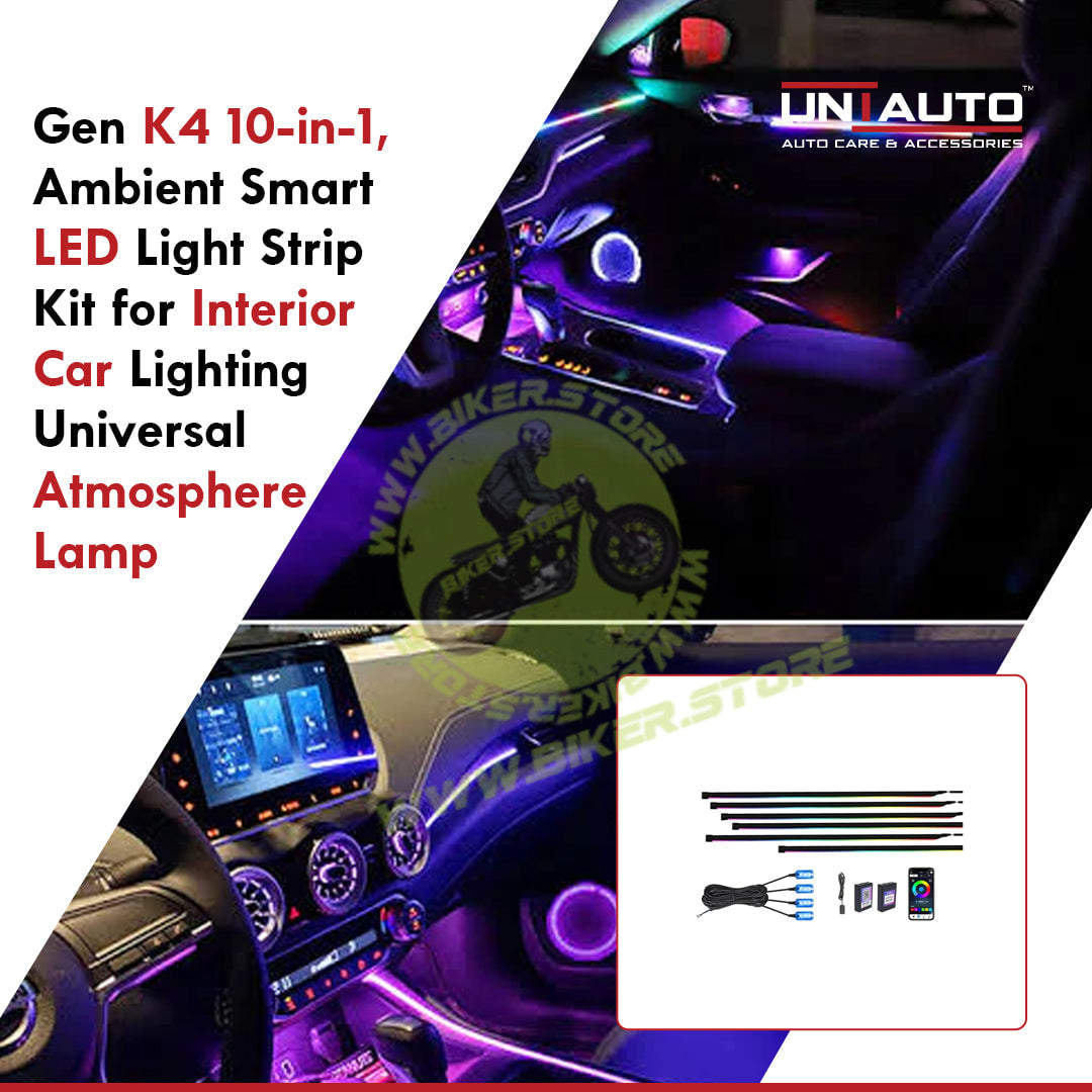 Cardi K4 Plus Ambient Smart LED Ambient Light Strip Kit for Interior Car Lighting, Universal Atmosphere Lamp K4 Plus 7th Gen, 18-in-1 Ambient Lighting Solution with App control - Biker.Store - www.biker.store