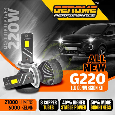 Genome 220W LED Headlight Bulb Conversion Kits (6000K) High-Low Beam, Type H4/H19 - Biker.Store - www.biker.store