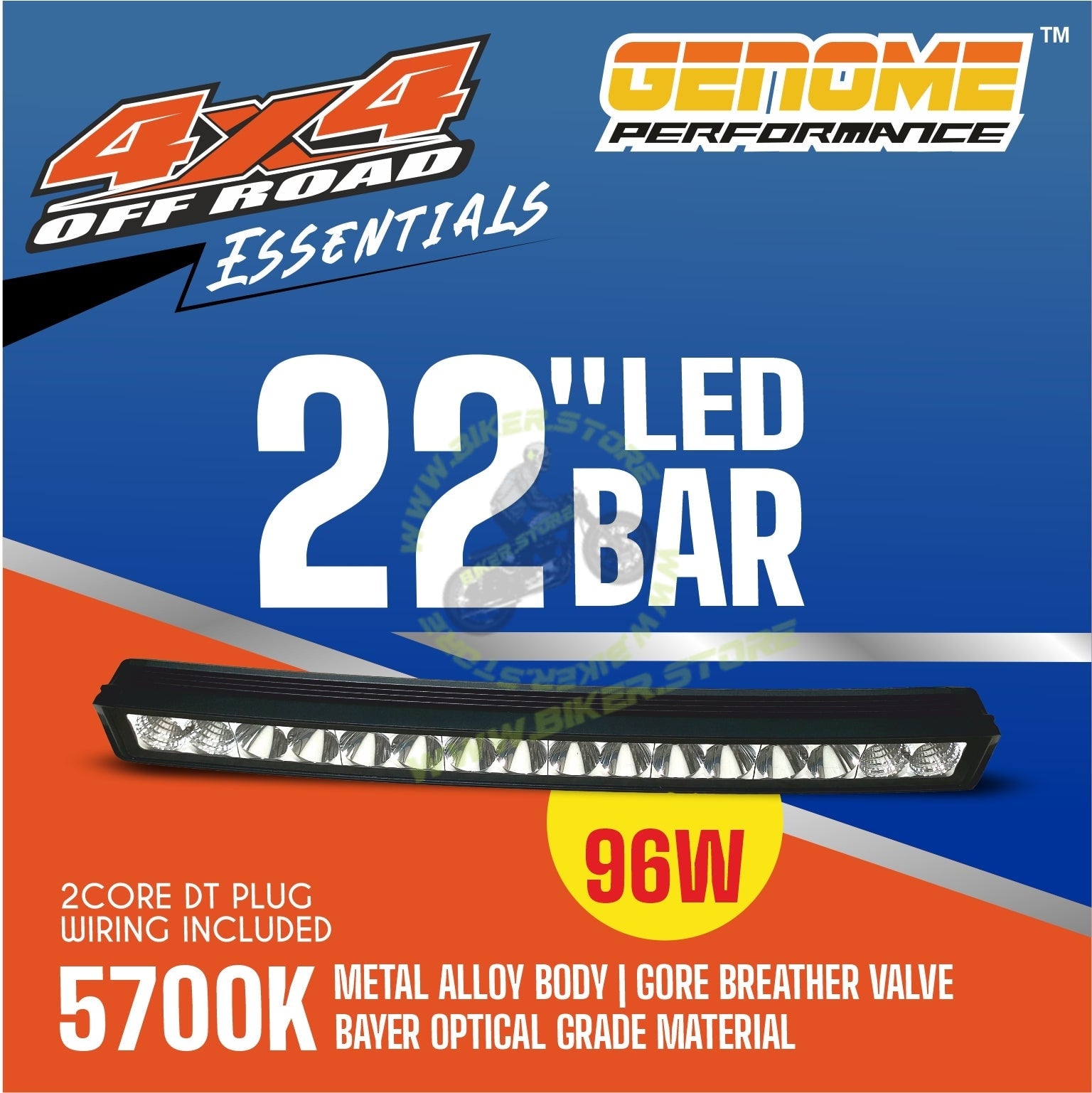 Genome 22″ LED BAR, 96W (Combo Beam, Curved Profile) Car Foglight - Biker.Store - www.biker.store
