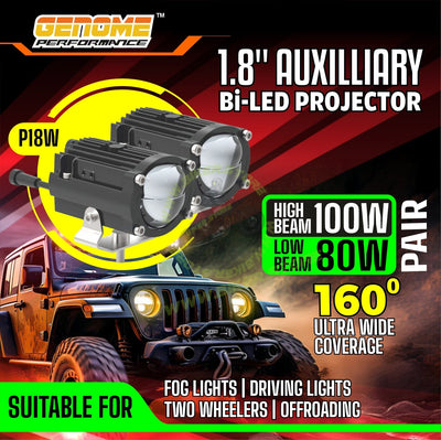 Genome 1.8″ Bi-LED All Weather Projectors (100W,800Ft+ Driving Lights) - Biker.Store - www.biker.store
