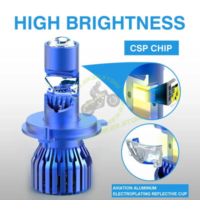BaoBao High Watts 120W Mini Driving Motorcycle Lighting Systems M3 Plus M4 H4 Led Light Headlight Bulb Motorbike Universal for Motorcycle - Biker.Store - www.biker.store