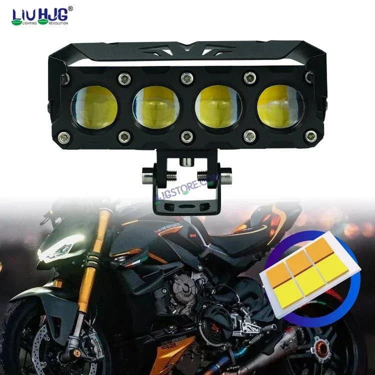 HJG Future Eyes 4 Lens 120W 4 Lens MEGA DRIVE Fog Light For Bike/Car/Thar/Jeep ( Cool White, 60W each * 2 = 120W Total ) - Pack of 2 Future Eyes 4 Lens - Biker.Store - www.biker.store