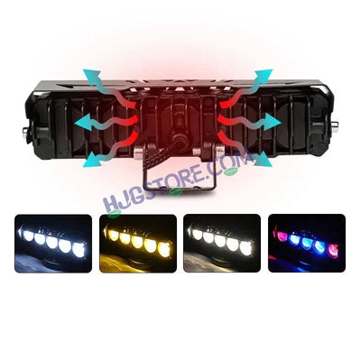 HJG 5 Lens Red Blue 60W Foglight with Red Blue Flash Mode 5 Lens Projector Foglight 60W Foglight Ultra Wide Dual Intensity LED Fog Lights White/Yellow/Warm White/Flash/Red Blue DRL Universal For All Cars & Bikes LIU HJG 5 Lens Red Blue 60W Foglight 1pc - Biker.Store - www.biker.store