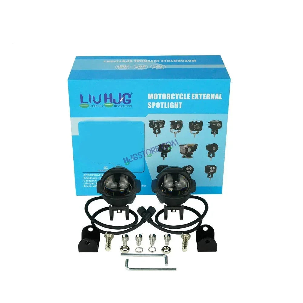 HJG 120W Large Size Alien Projector Foglight 120W with Wide Spread White/Yellow/Warm White Light 120W 2pc Foglight Ultra Wide Dual Intensity LED Driving Fog Lights 3000K/4300K/6500K Universal For All Cars & Bikes LIU HJG Large Alien 1 Foglight, Pack of 2 - Biker.Store - www.biker.store