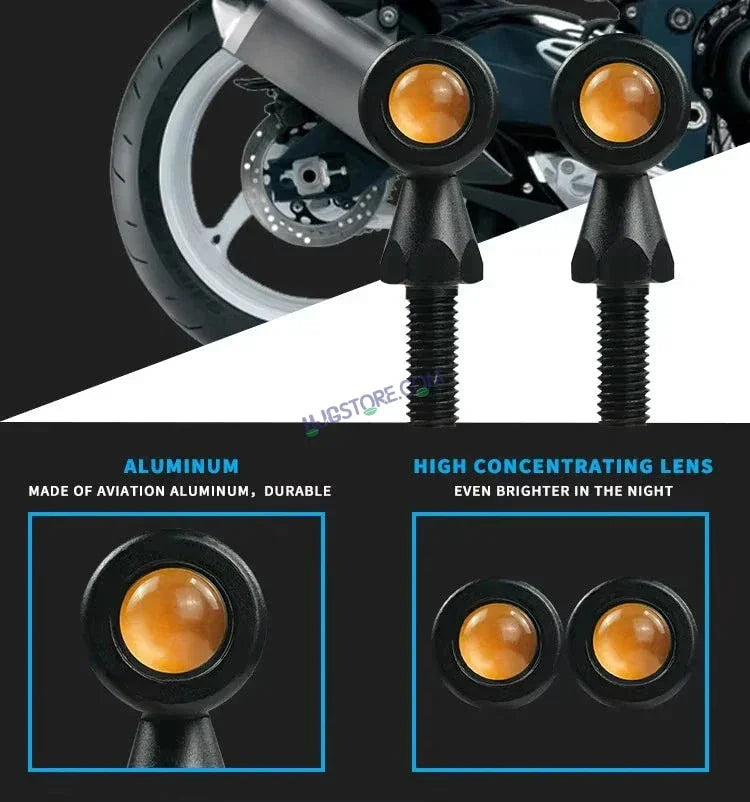 HJG Bullet Shape Turn Signal Lights Indicator Universal for All Bikes Models Turn Signal Lights Motorcycle, Pack of 2pc - Biker.Store - www.biker.store