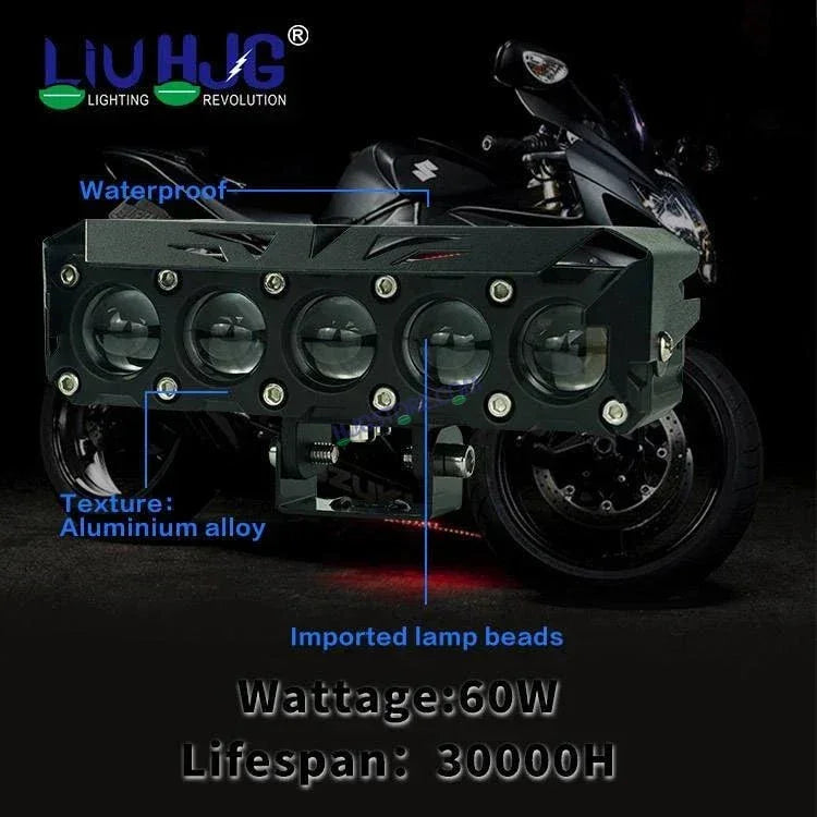 HJG Future Eyes 5 Lens 150W 5 Lens MEGA DRIVE Fog Light For Bike/Car/Thar/Jeep ( Cool White, 75W each * 2 = 150W Total ) - Pack of 2 - Biker.Store - www.biker.store