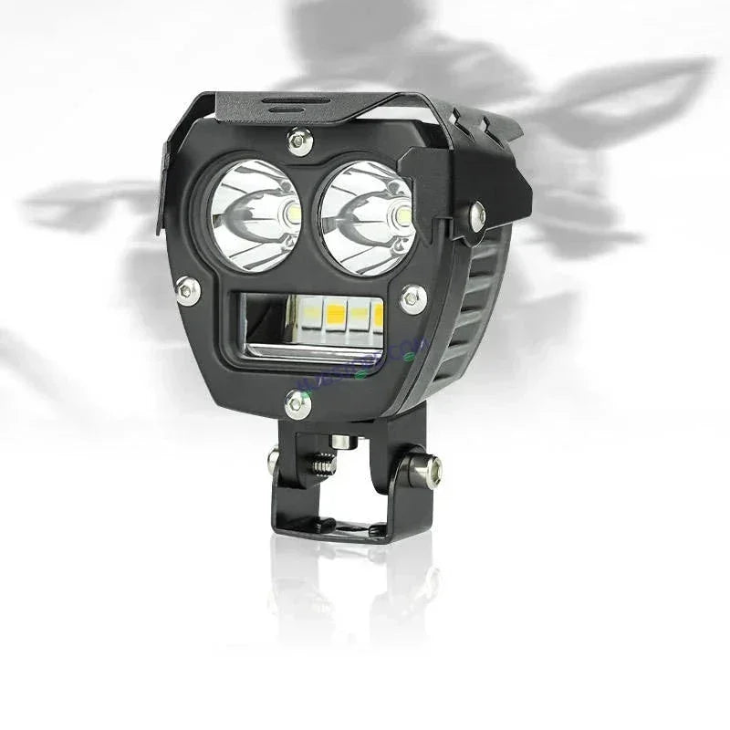 HJG 2 LED Robotic 140W Foglight with Spot and Wide Spread White/Yellow Light 140W Foglight Ultra Wide Dual Intensity LED Driving Fog Lights White/Yellow (2*70W = 140W Total) Universal For All Cars & Bikes LIU HJG Robotic 2 LED 140W Foglight White/Yellow - Biker.Store - www.biker.store