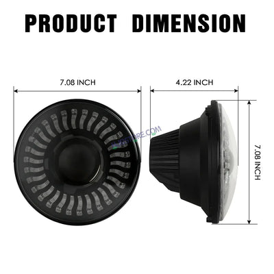 HJG 7 Inch White LED Headlight Chakra Headlight Assembly for Thar Royal Enfield | 75-120W CREE/Osram LED Chip Multi color Compatible with Royal Enfield, Jeep, Thar, Gypsy - Biker.Store - www.biker.store