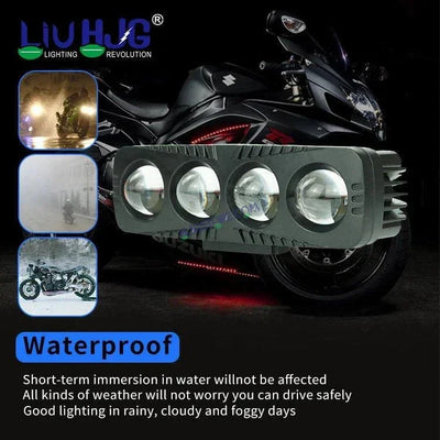HJG 4 Lens CREE LED Foglight with Red DRL Rectangle 12v Modular Offroad Led Pods Laser Rgb Led Work Light, Set of 2 HJG Foglight - Biker.Store - www.biker.store