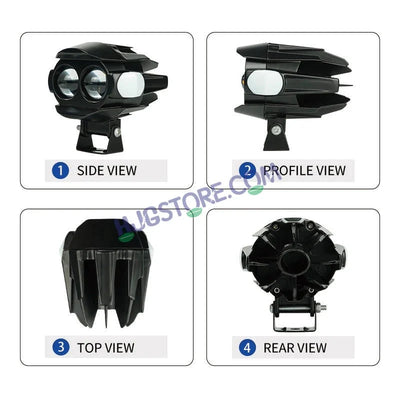 HJG New Alien 2 Lens Projector with Red Devil & Side Blue DRL LED Fog Light Dual Lens Projector Shot Fog Light For Bike/Car/Thar/Jeep - Cool White/Yellow with Red DRL & side Blue DRL, Pack of 1 LIU HJG Alien 2 Lens Projector Fog Light with Red Blue Devil - HJGstore.com