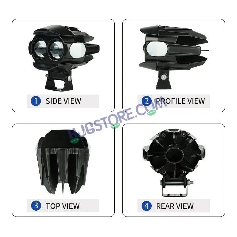 HJG New Alien 2 Lens Projector with Red Devil & Side Blue DRL LED Fog Light Dual Lens Projector Shot Fog Light For Bike/Car/Thar/Jeep - Cool White/Yellow with Red DRL & side Blue DRL, Pack of 1 LIU HJG Alien 2 Lens Projector Fog Light with Red Blue Devil - HJGstore.com
