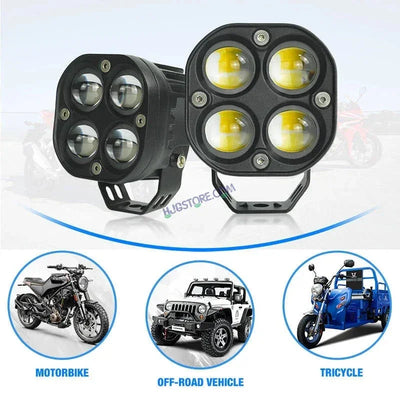 HJG 4x4 Projector Lens Foglight with Wiring Kit 80W 4*4 Lens Future Eyes Fog Projector Lens 2pc Foglight White/Yellow/Flash Modes 80W Foglight LED Fog Lights White/Yellow/Flash Universal For All Cars Bikes LIU HJG 4x4 Projector with Wiring Harness Kit - Biker.Store - www.biker.store