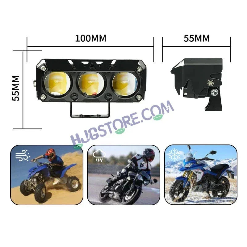 HJG 3 Lens Red Blue 40W Foglight with Red Blue Flash Mode 3 Lens Projector Foglight 40W Foglight Ultra Wide Dual Intensity LED Fog Lights White/Yellow/Warm White/Flash/Red Blue DRL Universal For All Cars & Bikes LIU HJG 3 Lens Red Blue 40W Foglight 1pc - Biker.Store - www.biker.store
