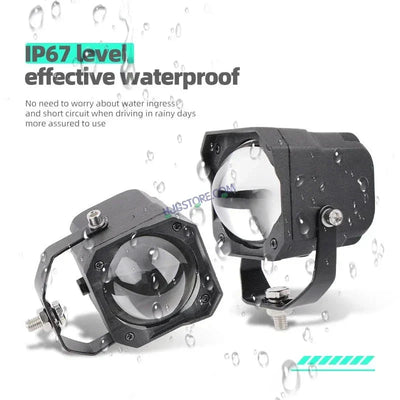HJG Laser Cannon Foglight 500 Meters Laser Focus Projector Fog Projector Lens with 300 Meters Low Beam 500 Meters High Beam 80W Foglight Ultra Wide Dual Intensity LED Fog Lights White/Yellow Universal For All Cars & Bikes LIU HJG Laser Cannon Foglight 2pc - Biker.Store - www.biker.store