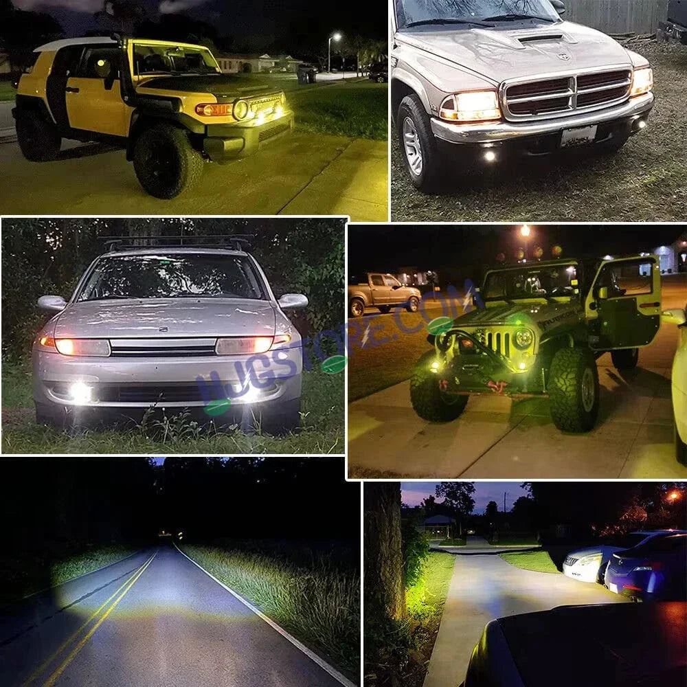 HJG Ice Blue Mini Cube Foglight 40W New Model Projector Foglight Ice Blue DRL/White/Yellow Ultra Wide Dual Intensity 40W LED Fog Lights White/Yellow/Ice Blue DRL Universal For All Cars & Bikes LIU HJG Ice Blue Cube Mini Cube Foglight 40W, Set of 2 - Biker.Store - www.biker.store