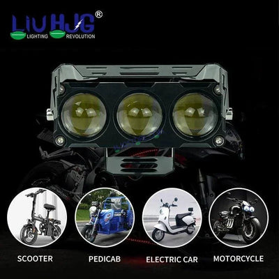HJG Future Eyes 3 Lens 90W 3 Lens MEGA DRIVE Fog Light For Bike/Car/Thar/Jeep ( Cool White, 45W each * 2 = 90W Total ) - Pack of 2 Future Eyes 3 Lens - Biker.Store - www.biker.store
