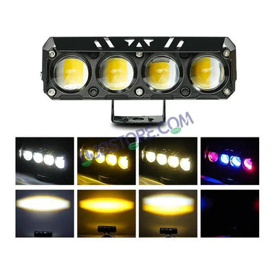 HJG 4 Lens Red Blue 50W Foglight with Red Blue Flash Mode 4 Lens Projector Foglight 50W Foglight Ultra Wide Dual Intensity LED Fog Lights White/Yellow/Warm White/Flash/Red Blue DRL Universal For All Cars & Bikes LIU HJG 4 Lens Red Blue 50W Foglight 1pc - Biker.Store - www.biker.store