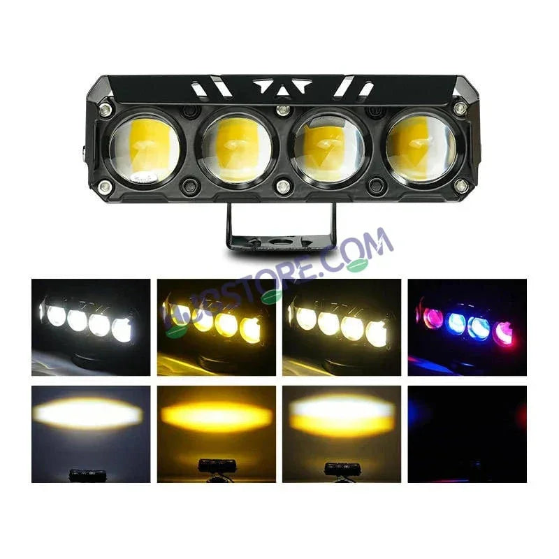 HJG 4 Lens Red Blue 50W Foglight with Red Blue Flash Mode 4 Lens Projector Foglight 50W Foglight Ultra Wide Dual Intensity LED Fog Lights White/Yellow/Warm White/Flash/Red Blue DRL Universal For All Cars & Bikes LIU HJG 4 Lens Red Blue 50W Foglight 1pc - Biker.Store - www.biker.store
