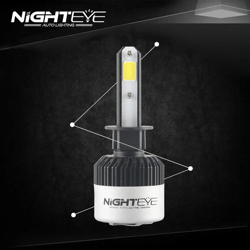 ORIGINAL NIGHTEYE H1 LED Headlight Bulb for Car and Bike White, 72 Watt, 2 Bulbs - 9000 Lumens ULTRA BRIGHT, Type H1 - Biker.Store - www.biker.store