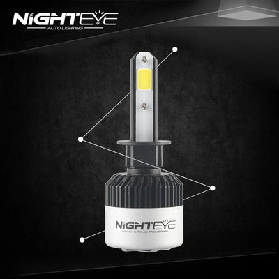 ORIGINAL NIGHTEYE H1 LED Headlight Bulb for Car and Bike White, 72 Watt, 2 Bulbs - 9000 Lumens ULTRA BRIGHT, Type H1 - Biker.Store - www.biker.store