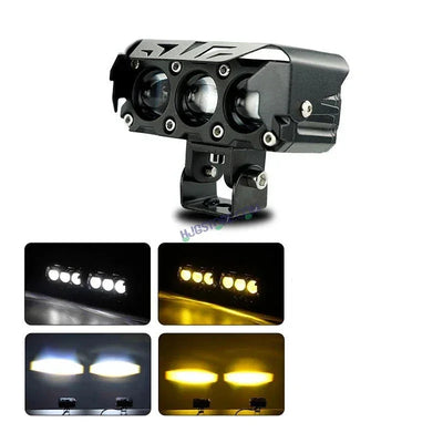 HJG Future Eyes 3 Lens Foglight with Wiring Harness Kit 120W 3 Lens Projector Lens Fog Light 120W Foglight Ultra Wide Dual Intensity LED Fog Lights White/Yellow Universal For All Cars & Bikes LIU HJG Future Eyes 3 Lens Foglight with Wiring Harness Kit - Biker.Store - www.biker.store