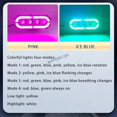 HJG Future 4 Lens with Animated RGB DRL 120W 4 Lens MEGA DRIVE Fog Light For Bike/Car/Thar/Jeep ( Cool White, 60W each * 2 = 120W Total ) - Pack of 2 Future Eyes 4 Lens with RGB Multi DRL - Biker.Store - www.biker.store