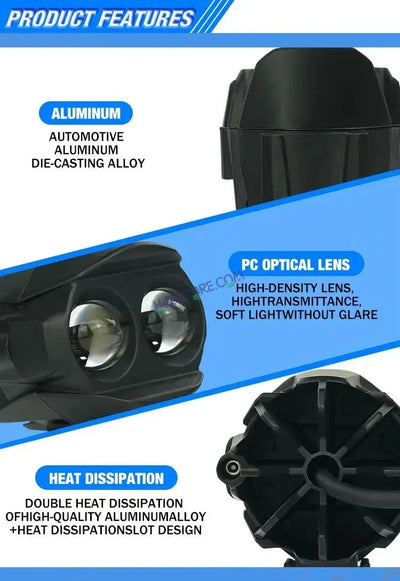 HJG Alien 2 Lens Projector Foglight 120W with Wide Spread White/Yellow/Warm White Light 120W 2pc Foglight Ultra Wide Dual Intensity LED Driving Fog Lights 3000K/4300K/6500K Universal For All Cars & Bikes LIU HJG Alien 2 Lens Projector Foglight, Pack of 2 - Biker.Store - www.biker.store