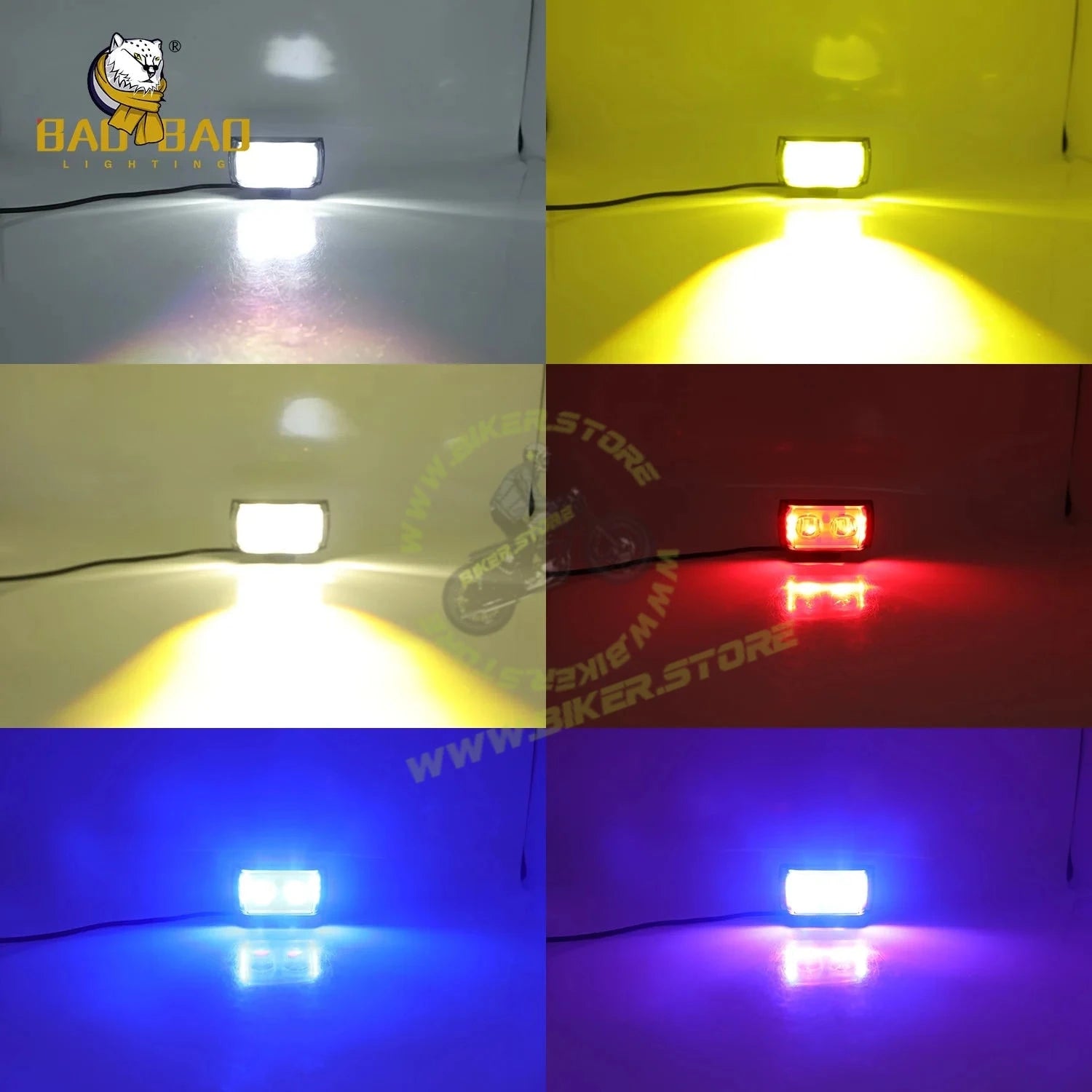BB1813 White Yellow Dual Color Moto Spotlight